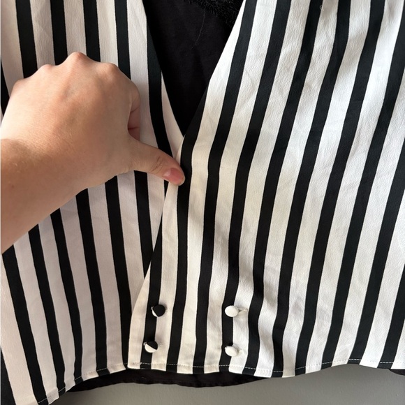 Zara, size xs, stripes blouse with inner lace details, 
Goth, Wednesday, emo - Picture 4 of 7